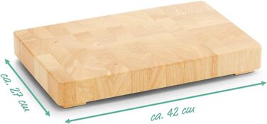 Дошка для нарізання Zeller з каучукового дерева, 42x27x5,5 см, бежева