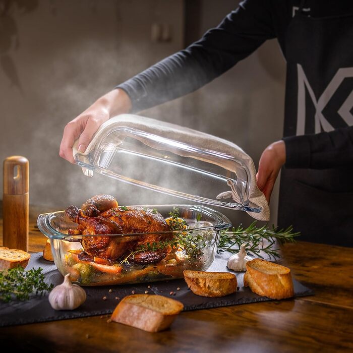 Форма для запікання KADAX 7л зі склокераміки - прямокутна, для лазаньї, овочевих запіканок, м'ясних страв, жароміцна, придатна для миття в посудомийній машині, прозора