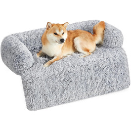 Ліжко для собак Feandrea FluffyHug, м'яка подушка-софа, захист дивану, XL, 110 x 95 x 18 см, сірий Ombré