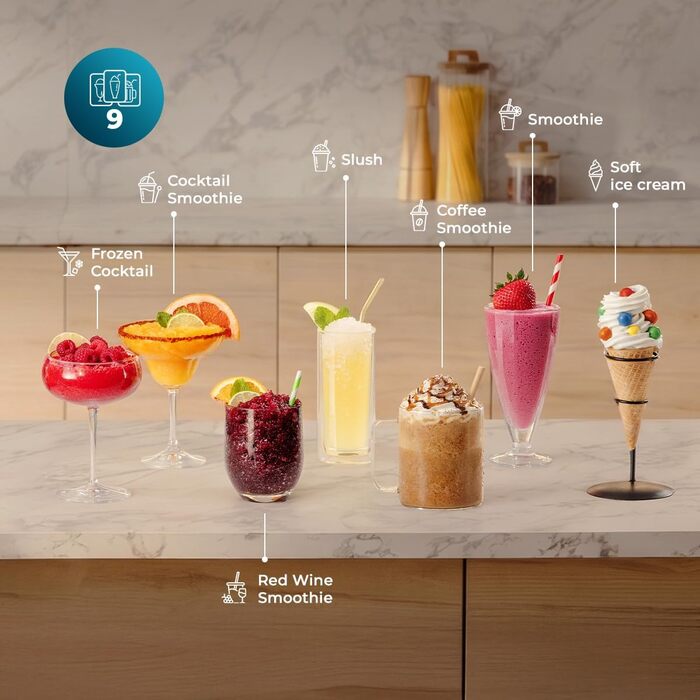 Cecotec Slush-Eis Maschine 2.6L: Апарат для приготування смузі та льоду Twist&Ice Cream B - швидке охолодження, сенсорне управління, 6 режимів