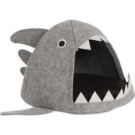 Хатинка для кота з фетру Hausleben, ліжко-печера для тварин, тепле гніздо з веселим дизайном у вигляді акули