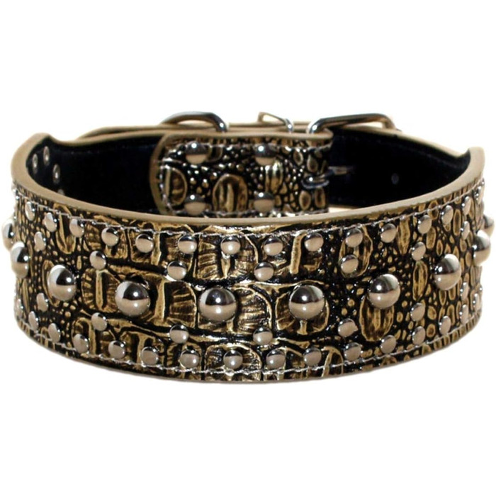 Унісекс шкіряний ошийник для собак з нітками, розмір M, L, золотисто-коричневий