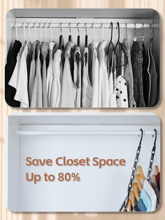 10 шт. Крючки для одягу House Day, чорні, з антиковзким покриттям, для шафи, економія місця, 23.5 см