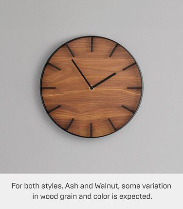 Yamazaki 4108 RIN Wall Clock, Black, Steel/Plywood, Minimalist Design, 26.5 x 4.2 x 26.5 cm (LxBxH)