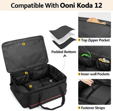 HODRANT Pizza Oven Carry Bag, Compatible With Ooni Koda 12 Gas Pizza Oven, Outdoor Cover With Shoulder Strap, Oven Accessory