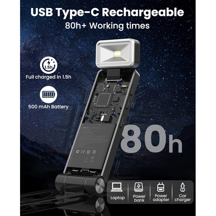 LED кріпильна лампа для читання Tyreses, акумуляторна, USB, 3 кольори, регулювання яскравості, для книг, дітей, зеленого/сірого кольору