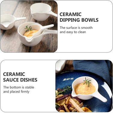 Cabilock 2Pcs Ceramic Sauce Boat Sauce Jug Sauce Bowl Dipping Bowl Porcelain Appetizer Dessert Plate for Salad Soy Tomato Sauce