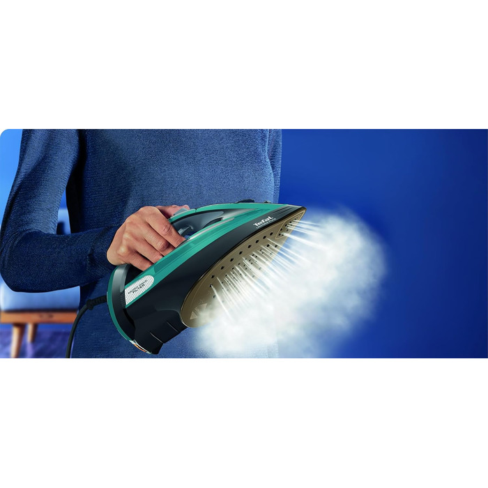 Tefal Ultimate Pure Steam Iron FV9844 | 3200 W | Micro-Calc Filter | Durilium Airglide Autoclean Soleplate | Automatic Shut-off | 0.35 Liter Capacity | 31.6 x 15.1 x 16.3 cm | Black / Blue Single