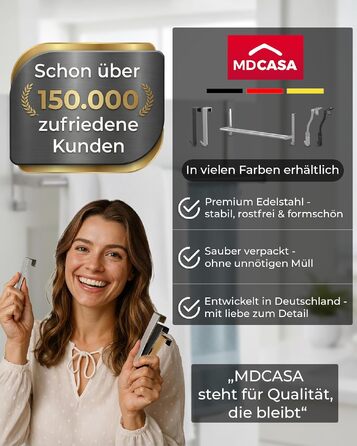 Рушникниця MDCASA Premium для дверей, регульований тримач для рушників без свердління з захистом від подряпин, білий