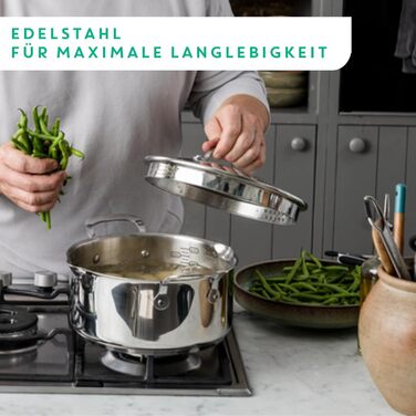 Сковорода Tefal Jamie Oliver Cook's Direct 24 см, індукційна, з антипригарним покриттям та термоіндикатором, нержавіюча сталь