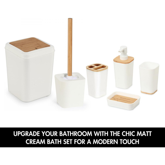 Набір для ванної кімнати Herzberg HG04449 з бамбука, 6 предметів, сучасний дизайн, екологічний, салатовий колір