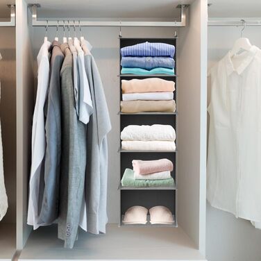 Настінна вішалка-органайзер з 5 відділеннями, складана, економна, для спальні, з 2 бічними кишенями