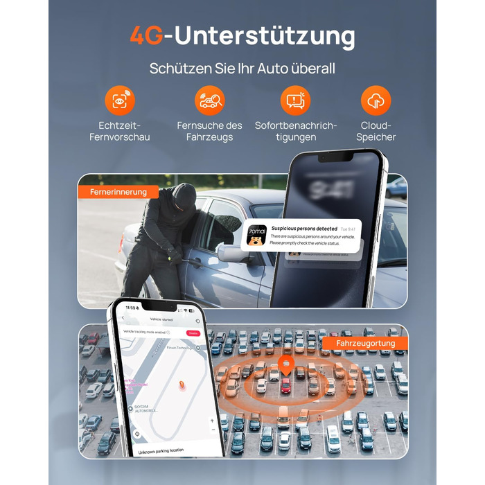 Автомобільний відеореєстратор 70mai A810S 4K з HDR, нічним баченням STARVIS 2, ADAS та карткою пам'яті 128ГБ, 24/7 моніторинг паркування