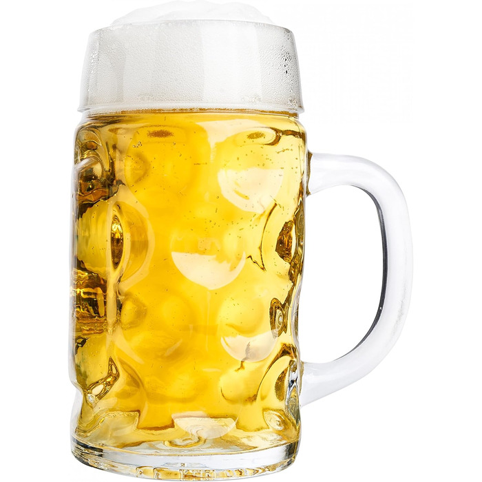 Набір скляних пивних кухлів Van Well з ручкою, 0,5 л, 2 шт. — мірні келихи для пива, придатні для посудомийки, для гастрономії