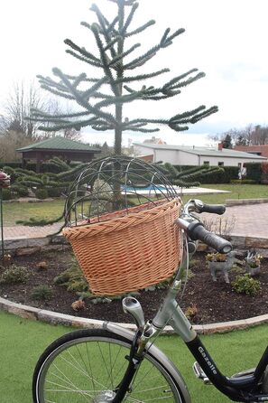 Кошик для собаки на кермо велосипеда з ротангу з металевою сіткою та подушкою XL або XXL. Кошик для собак, велосипедний кошик, кошик для покупок (XL з подушкою) (XXL з подушкою)