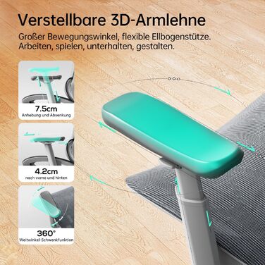 Hbada P2 Air Ergonomic Office Chair with 3D Lumbar Support, Adjustable Mesh Chair with 3D Armrests & Headrest - Home & Office Desk Chair (White, Luxury Version)