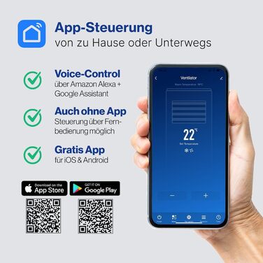 Турбовентилятор ProfiCare® з поворотом | Тихий вентилятор | 3 швидкості | з пультом дистанційного керування | підлоговий вентилятор 105см | дуже тихий | PC TVL 3068 (Modern)