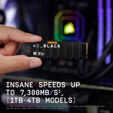 SSD накопичувач WD_BLACK SN850X 4TB PCIe Gen4 з радіатором | NVMe, 7300 МБ/с, 6300 МБ/с