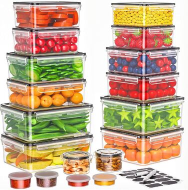 Набір контейнерів для зберігання продуктів 36 шт. з кришками, витіканнями, для кухні