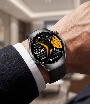 Смарт-годинник Lazird Zegarek з AMOLED-дисплеєм, вимірюванням тиску та рівня глюкози, чорний