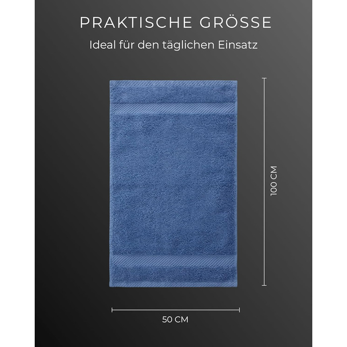 Набір махрових рушників 100% бавовна, 50x100 см, 600 г/м², Oeko-TEX, сині, 8 шт.