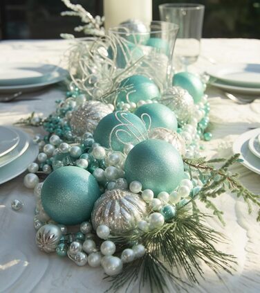 36 блакитних новорічних кулі для прикраси ялинки, 6 см, новорічний декор