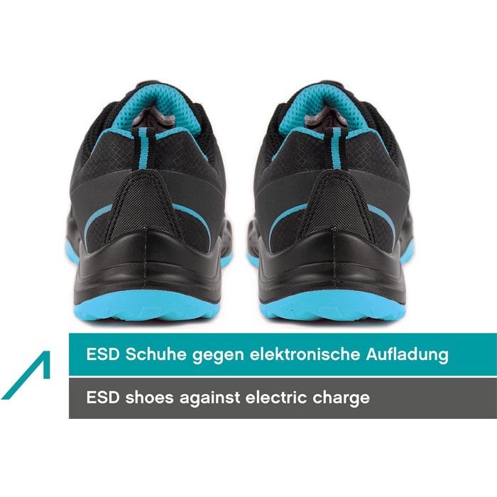 Черевики робочі ACE Sapphire S1-P - захисне взуття для жінок та чоловіків - надлегкі, 42 EU, блакитно-чорні