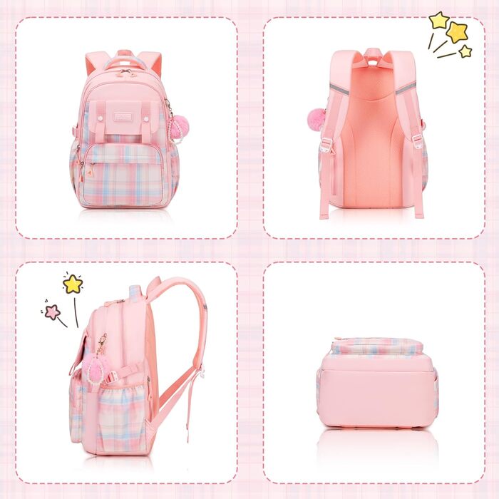 Рюкзак для дівчаток: стильний шкільний рюкзак з великою місткістю (рожевий, 3-в-1)