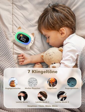 LIORQUE Alarm Clock Kids Light Alarm Clock Kids Sleep Trainer Kids Night Light Dual Alarm Sleep Training Sound Machine Rechargeable Kids Alarm Clock Toddler Boys Girls