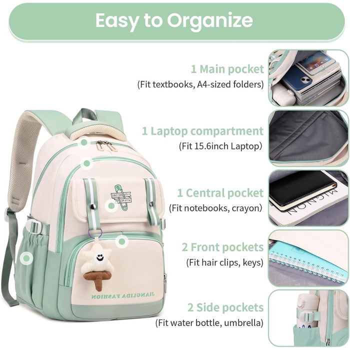 Дитячий рюкзак IvyH для дівчаток - стильний шкільний рюкзак, водонепроникний, великий, для 3-6 класів, фіолетовий