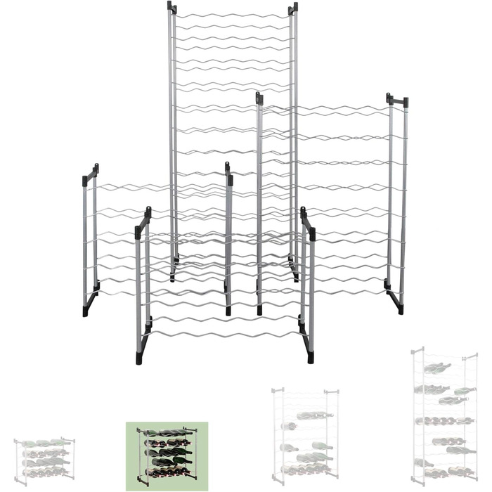 Metaltex Bottle Rack, Metal, Grey, For 72 Bottles (Suitable for 30 Bottles)