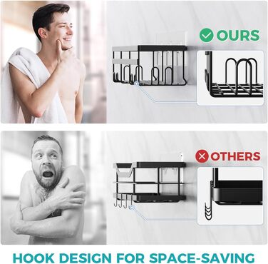 Полка для душу HomeHacks без свердління, нержавіюча сталь, 2 шт. - органайзер для ванної, кухні та вітальні