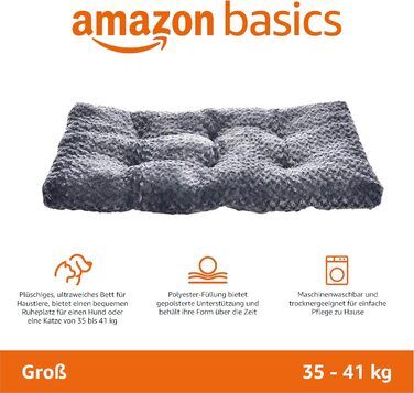 Amazon Basics Machine Washable Dog Bed for Large Dogs - Washable and Durable, 102 x 69 x 9 cm, Gray Swirl
