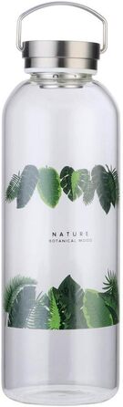 Glass Water Bottle 2L with Neoprene Sleeve, Leak-Proof, Portable, Stainless Steel Lid, Water Bottle, 2 Liter, 2000ml