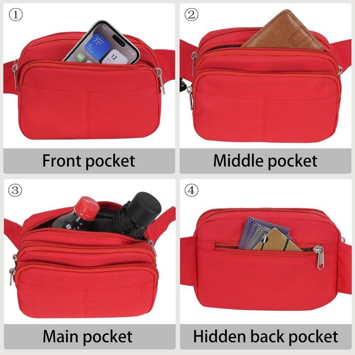 Поясна сумка на пояс для чоловіків та жінок, спортивна, для подорожей, прогулянок з собакою, червона