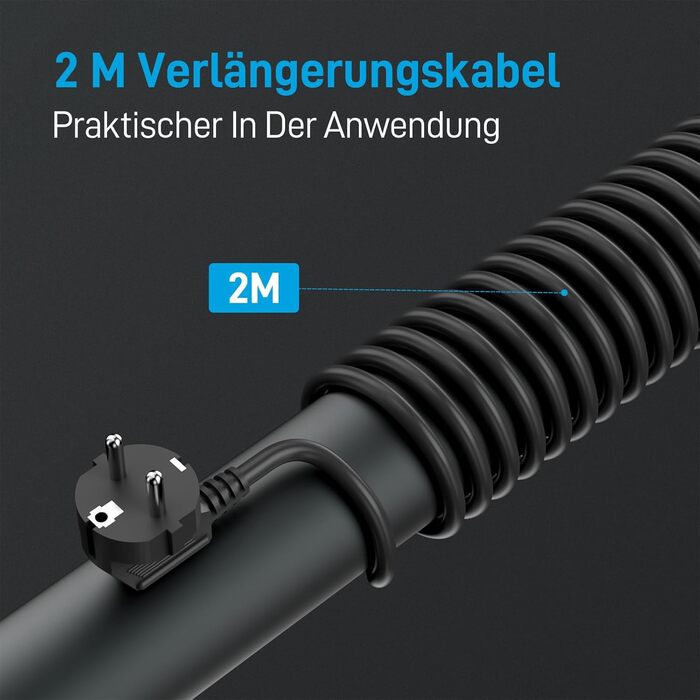 Блочок розеток BEVA з прихованими роз'ємами, 3680W/16A, захист від перенапруги 1050J, 2м кабель, 6 розеток + 3 USB-A + 1 USB-C (15W), з вимикачем, чорний
