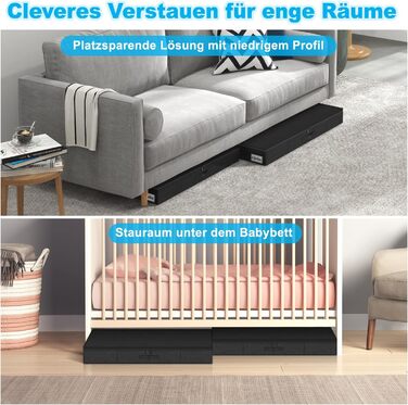 Коробки для зберігання під ліжко з кришкою, 12 см, 4 шт. Складані контейнери для одягу та постільної білизни, чорні