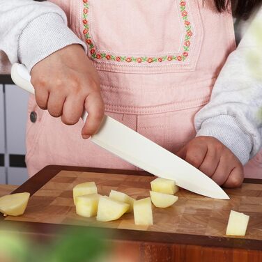 Набір ножів Hecef 14 предметів з бруском, кремового кольору, з антипригарним покриттям. Самозаточувальний ніжний блок, ергономічні ручки, компактний набір ножів для будь-якої кухні, безпечний для миття в посудомийній машині.