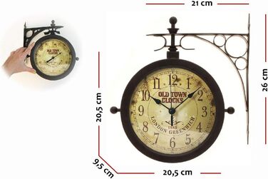 TFA Dostmann Nostalgia Wall Clock and Thermometer, Garden Clock, 60.3011, Outdoor Clock, Suitable for Outdoor Areas, Double-Sided, Antique Copper, L 270 x W 95 x H 295 mm