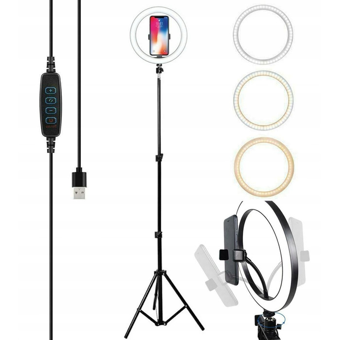 Кільцева LED-лампа 80 Вт + штатив 160 см та тримач для телефону