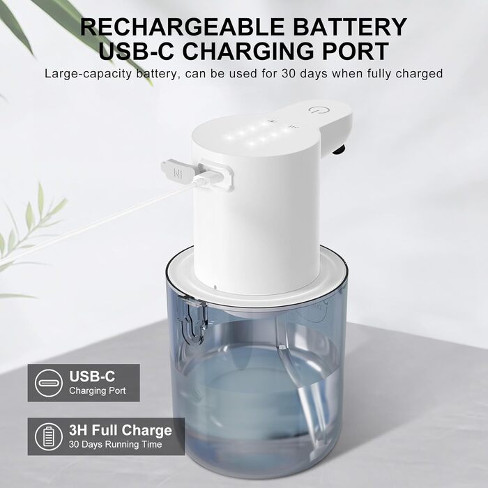 Автоматичний дозатор мила Cuteefun, 400 мл, сенсорний, індикатор заряду, 4 рівня дозування, для ванної/кухні, чорний