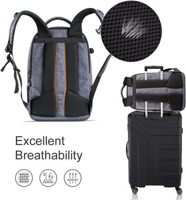 Рюкзак для камери K&F Concept 18L сірий/чорний з відділенням для ноутбука 15.6 дюймів, водонепроникний, для DSLR/штатива/аксесуарів