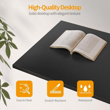 CubiCubi 120x50cm Desk with 3 Drawers & 4 Shelves - Home Office, Computer & Gaming Desk - Black