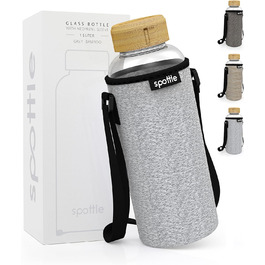 Glass bottle 1.5 liter - Drinking bottle glass 1.5 l with bamboo lid - Glass bottle - Water bottle - Glass drinking bottle suitable for carbonated drinks - dishwasher safe - wide neck