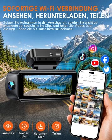 Автомобільний відеореєстратор iZEEKER 4K 4-канальний з WiFi 6, огляд 360°, 4K + 3×1080P