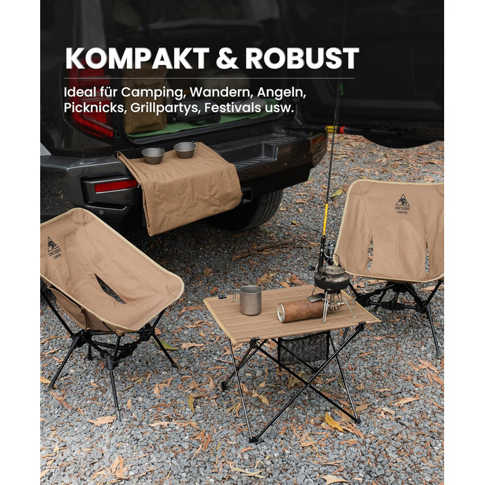OneTigris CAMPMATE Стіл для кемпінгу складний, легкий, на 30 кг, Kojote Brown