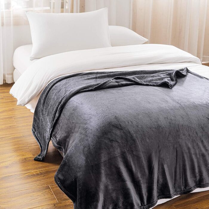 Плед KEPLIN Luxuriöse: великий, м'який, плюшевий, з мікрофібри, 150 x Queen, темно-сірий