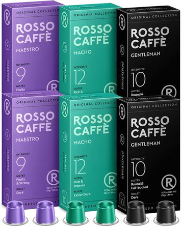 Кава ROSSO CAFFÈ Nespresso капсули 120 шт. 'Extra Dark': 3 преміум-суміші, сумісні з Nespresso
