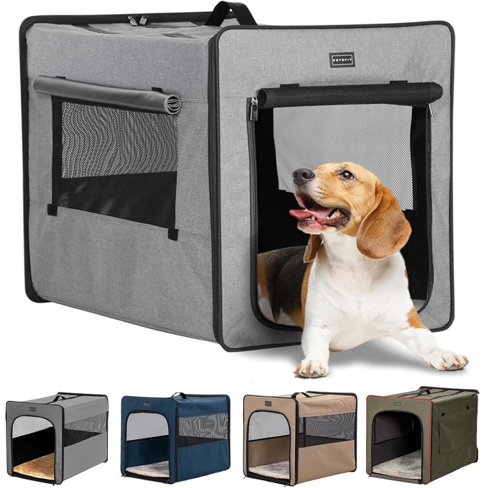 Транспортна переноска для собак Petsfit, сірого кольору, M 61x46x53.5 см. Зручна переноска для собак середніх порід, підходить для подорожей.