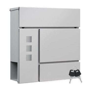 Поштовий ящик WOLTU XXL з відділенням для преси, захистом від реклами, оглядовим вікном, замком (2 ключі), антрацит (сірий) 37x37x10.5 см